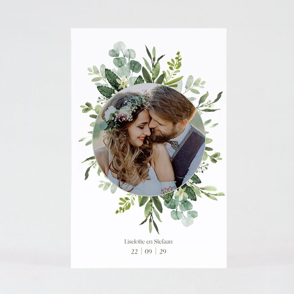 bedankkaart bruiloft met foto en groene bladeren TA0117-2200008-03 1