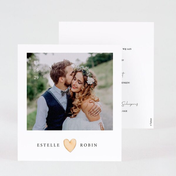 bedankkaartje bruiloft met foto en houten hartje TA0117-2200023-03 1
