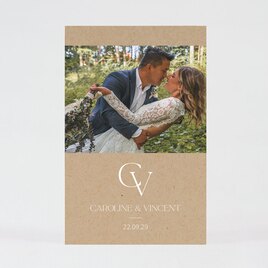 huwelijk bedankkaartje met foto van het trouwkoppel en initialen TA0117-2300002-03 1