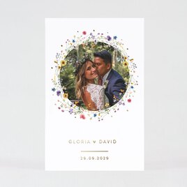 bedankkaartje bruiloft met bloemenkrans foto en goudfolie TA0117-2300025-03 1