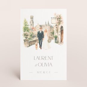 Carte de remerciement mariage votre histoire d'amour illustrée