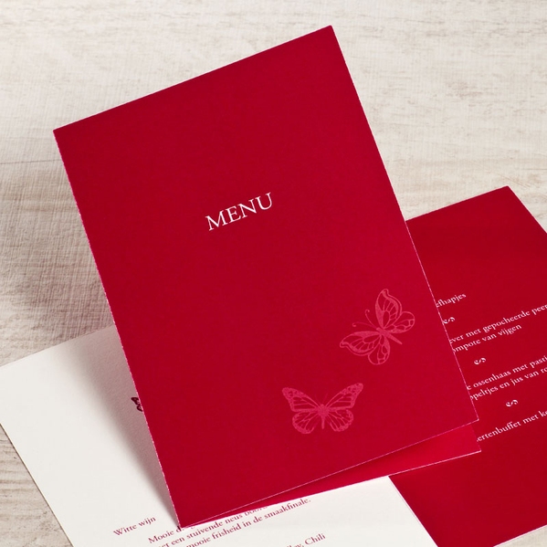 rode menukaart met vlinders TA0120-1300002-03 1
