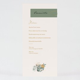tropische menukaart met naamkaartje en gouden paperclip TA0120-2000001-03 1