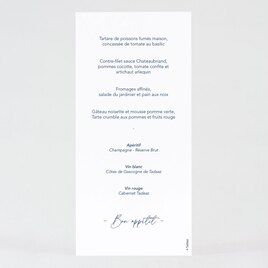 carte menu mariage calligraphie bleue TA0120-2200002-02 2