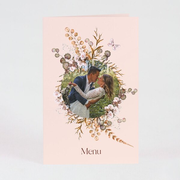 romantische menukaart met bloemenkrans en foto TA0129-2300004-03 1