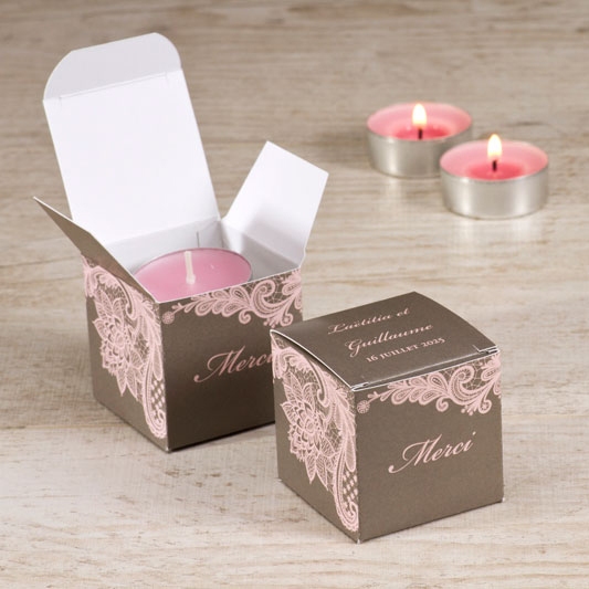 boite a dragees cube mariage dentelle taupe et rose TA0175-1700010-02 1
