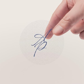 Sticker mariage rond transparent et initiales