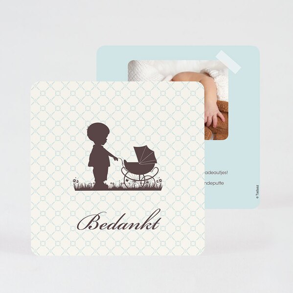 geboorte bedankkaartje silhouet jongen met kinderwagen TA0517-1700003-03 1
