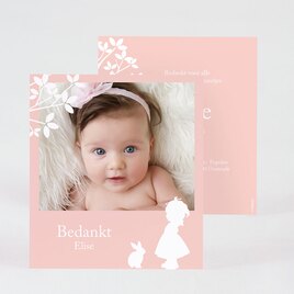 roze baby bedankkaart meisjessilhouet en foto TA0517-1700010-03 1