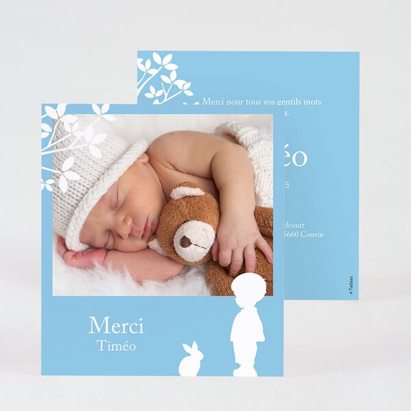 carte remerciements naissance silhouette garcon et lapin TA0517-1700011-02 1