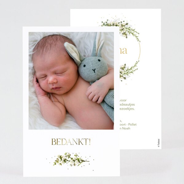 foto bedankkaart geboorte met droogbloemen en goudfolie TA0517-2200011-03 1