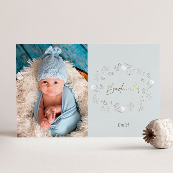 baby bedankkaartje blauw met folie en foto TA0517-2200047-03 1