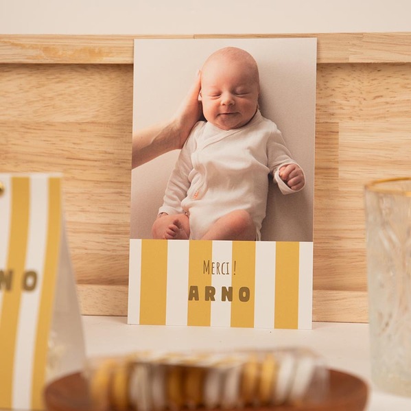 carte remerciement bapteme rayures tendances et photo TA0517-2600037-02 3