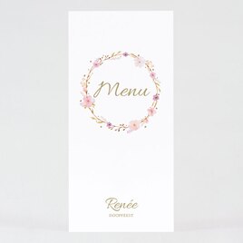 menukaart met bloemenkrans roze TA0529-2000009-03 1
