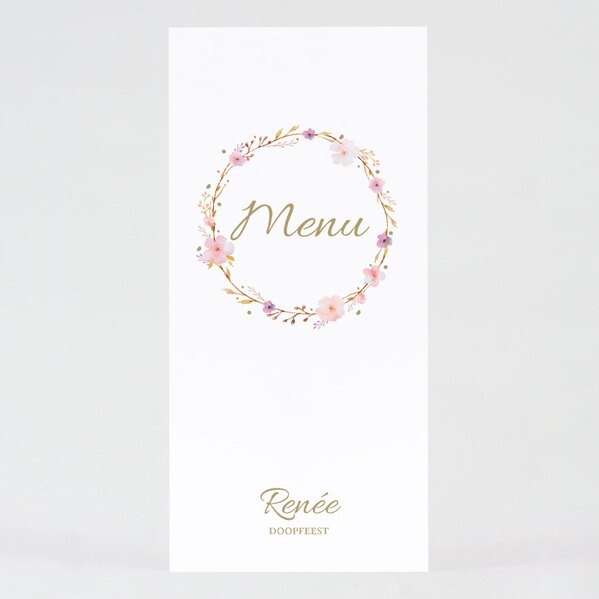 menukaart met bloemenkrans roze TA0529-2000009-03 1