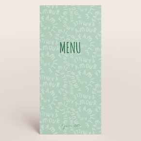 Menu baptême message d'amour