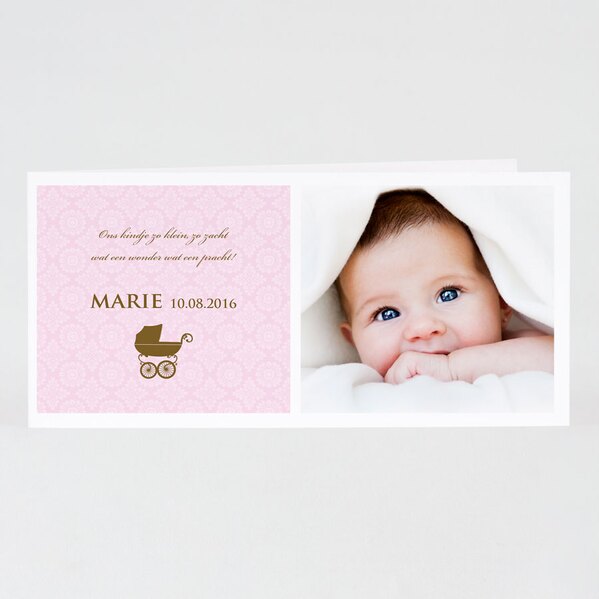 fotokaart met bloemig roze en kinderwagen TA05500-1300039-03 1