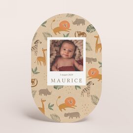 ovaal geboortekaartje ecolook met jungledieren en foto TA05500-2300025-03 1