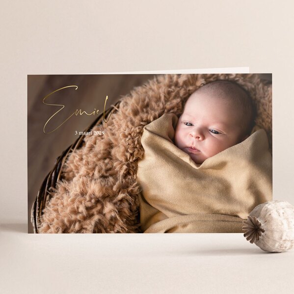 stijlvol geboortekaartje met foto s en goudfolie TA05500-2300037-03 1