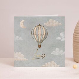 vierkant geboortekaartje met luchtballon en goudfolie TA05500-2300150-03 1