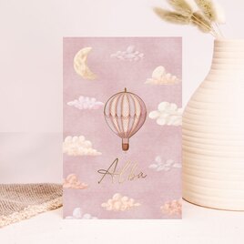 dromerig geboortekaartje roze met luchtballon TA05500-2300171-03 1