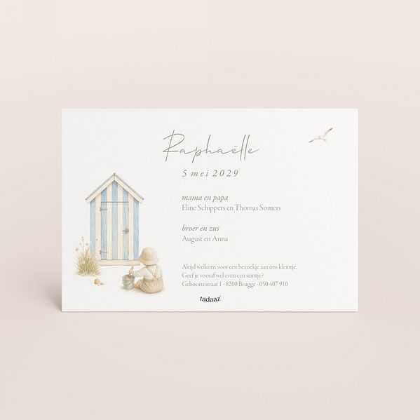 lief geboortekaartje met personaliseerbare illustratie van kindje aan zee TA05500-2600111-03 2