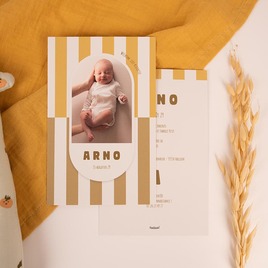 staande geboortekaart met strepen in twee kleuren en foto TA05500-2600118-03 3