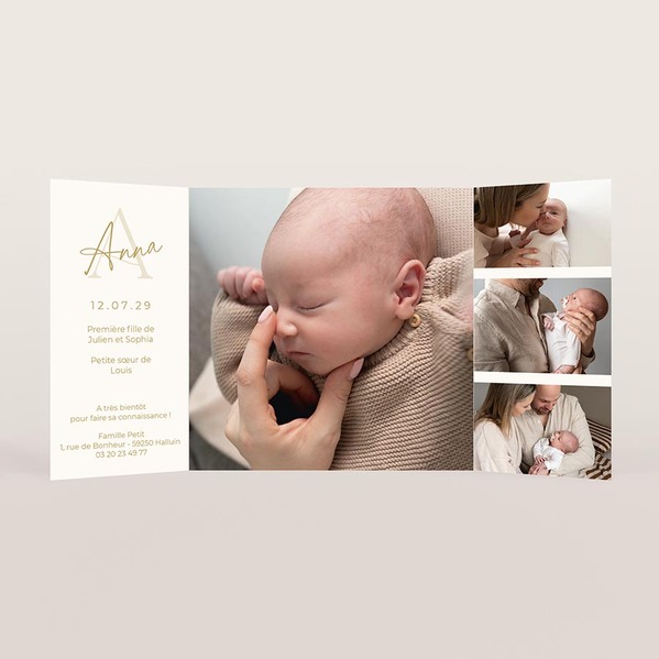 faire part naissance doubles volets et dorure TA05500-2600125-02 2