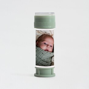 Stickers baptême tube à bulles avec photo