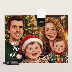 Liggende adventskalender met AI-illustratie van je gezin