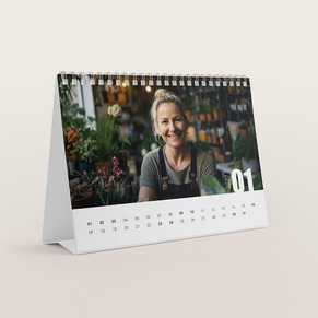 Calendrier annuel chevalet dates bas de page