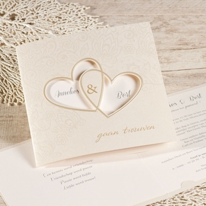 Romantische trouwkaart met bloemmotief en hartjes | Buromac 106134