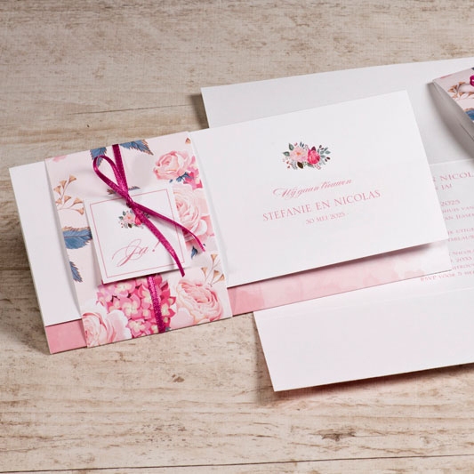 bohemian-trouwkaart-pochette-met-roze-bloemen-buromac-108053-TA108-053-03-1