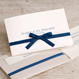 chique trouwkaart met blauwe strik buromac 108119 TA108-119-03 1
