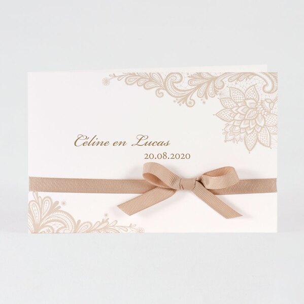 romantische trouwkaart met kant en luxe lint buromac 116065 TA116-065-03 1