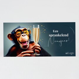 sprankelende nieuwjaarskaart met proostend aapje TA1187-2300135-03 1