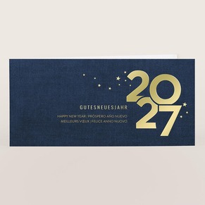 Stilvolle Neujahrskarte für Firmen 2026 mit Goldfolie