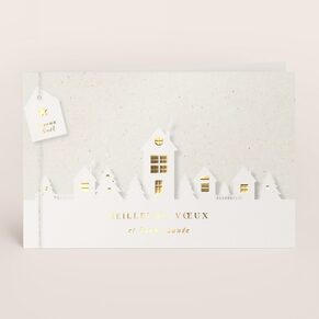 Carte de voeux entreprise village de noël enneigé