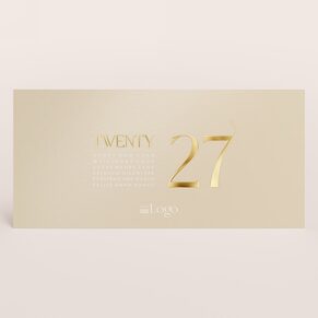 Beige zakelijke kerstkaart met goudfolie jaartal
