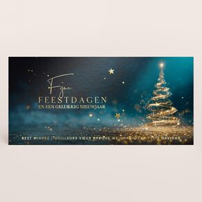 Zakelijke kerstkaart met kerstboom en goudfolie details