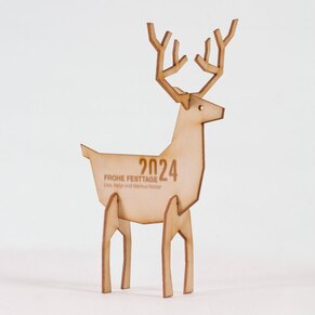 Außergewöhnliche Weihnachtskarte mit Rentier | aus Holz