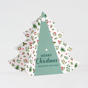 Kerstboomkaartje met takjes en besjes