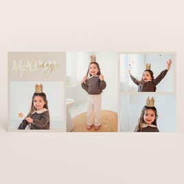 liggende kerstkaart met foto s en goudfolie kerstwens TA1188-2600009-03 1