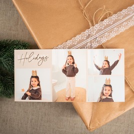 liggende kerstkaart met foto s en goudfolie kerstwens TA1188-2600009-03 3
