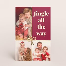 kerstkaart jingle all the way met foto en goudfolie strik TA1188-2600013-03 1