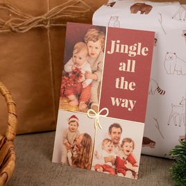 kerstkaart jingle all the way met foto en goudfolie strik TA1188-2600013-03 3