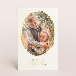 staande kerstkaart met foto in ovaal kader met goudfolie TA1188-2600032-03 1