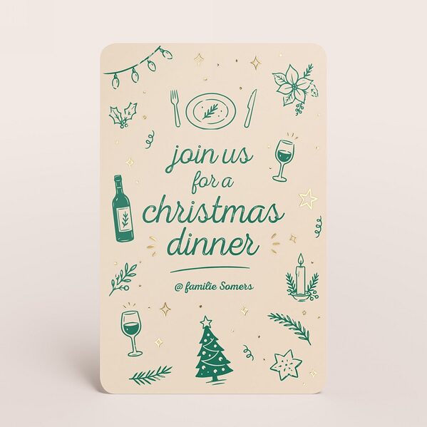 stijlvolle uitnodiging kerstdiner met illustraties en goudfolie TA1188-2600102-03 1