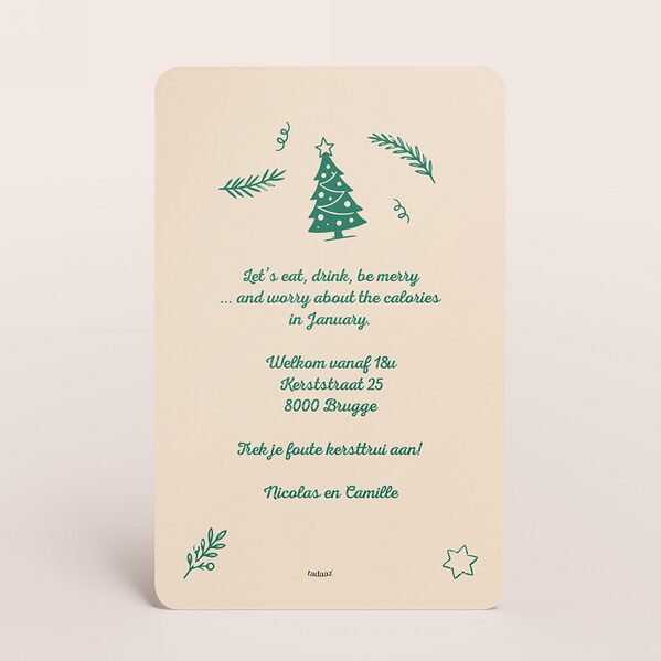 stijlvolle uitnodiging kerstdiner met illustraties en goudfolie TA1188-2600102-03 2