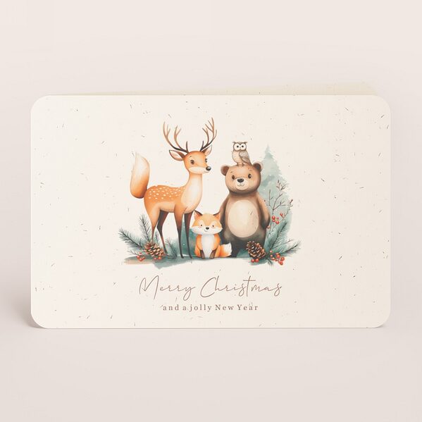 dubbele kerstkaart met bosdieren in winterlandschap TA1188-2600107-03 1